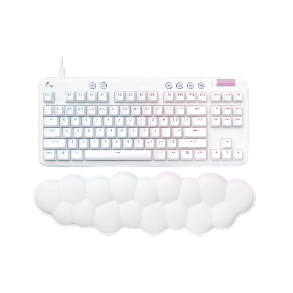 A large main feature product image of Logitech G713 Mechanical Gaming Keyboard - White