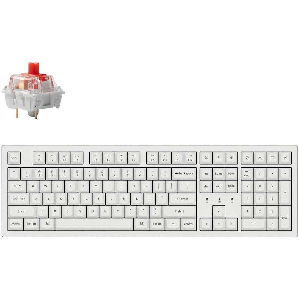 A large main feature product image of Keychron K10 Pro RGB White Wireless Mechanical Keyboard - Red Switch
