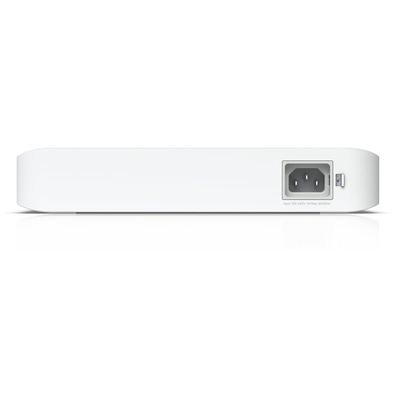 A large main feature product image of Ubiquiti UniFi Switch Pro 8-Port Layer 3 Switch w/ PoE