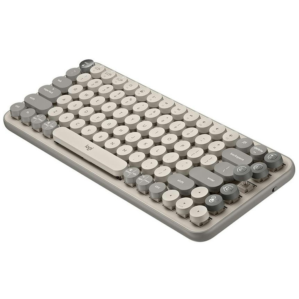 A large main feature product image of Logitech POP Keys Wireless Mechanical Keyboard - Mist Sand