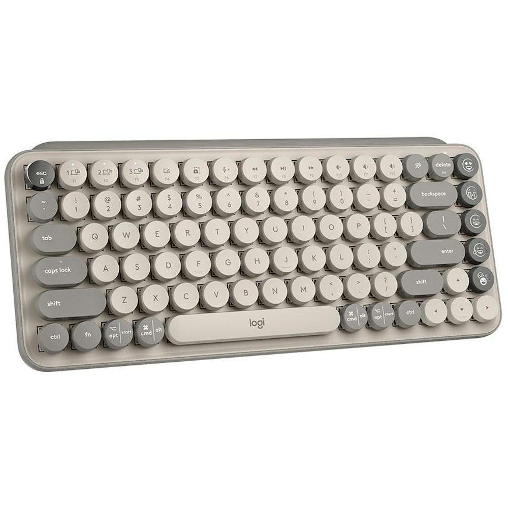 A large main feature product image of Logitech POP Keys Wireless Mechanical Keyboard - Mist Sand