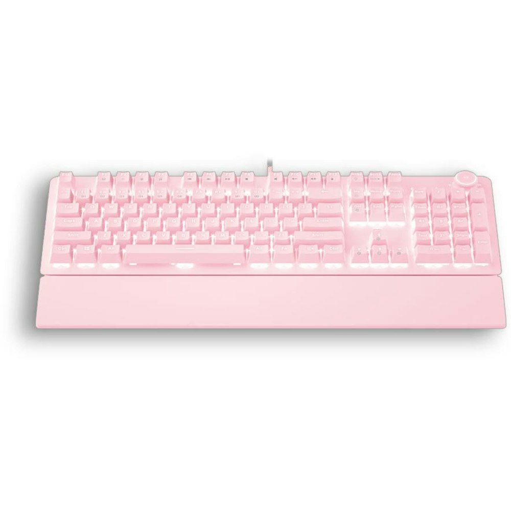 A large main feature product image of Fantech Mechanical Keyboard White Backlit with Wrist Rest - Sakura Pink - Red Switch