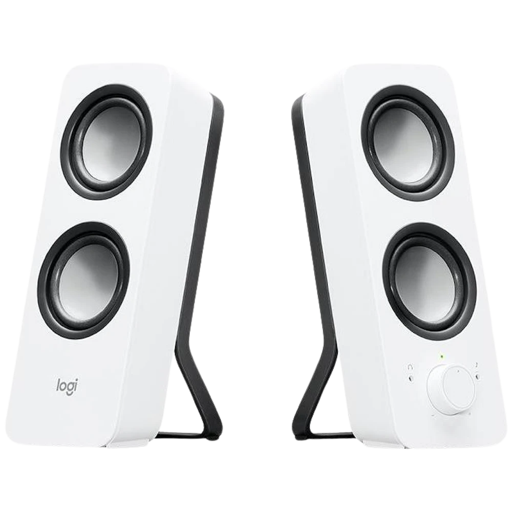 A large main feature product image of Logitech Z200 Stereo Speakers (White)