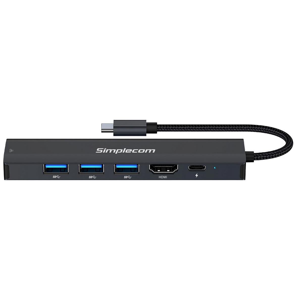 A large main feature product image of Simplecom USB Type-C SuperSpeed 6-in-1 Multiport Adapter Docking Station