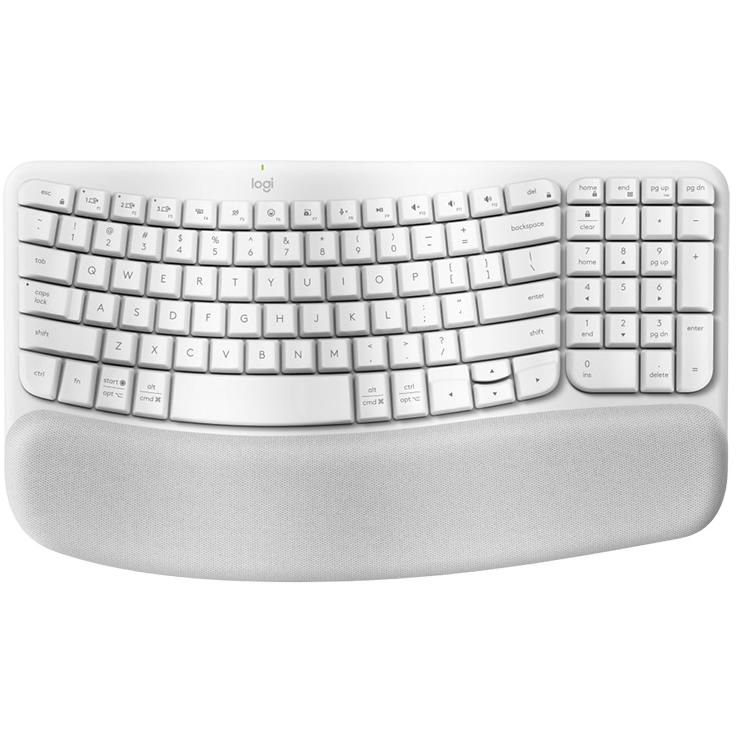 A large main feature product image of Logitech Wave Keys Wireless Ergonomic Keyboard - Off White