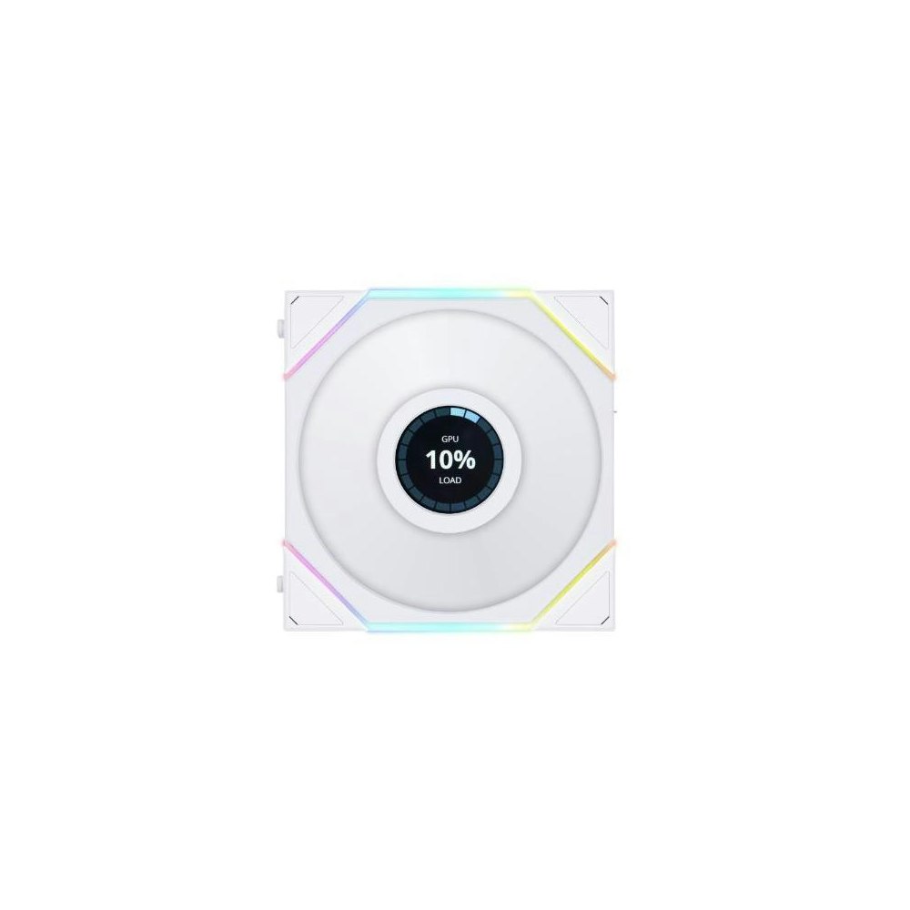 A large main feature product image of Lian Li UNI Fan TL LCD 120 120mm Fan Single Pack - White