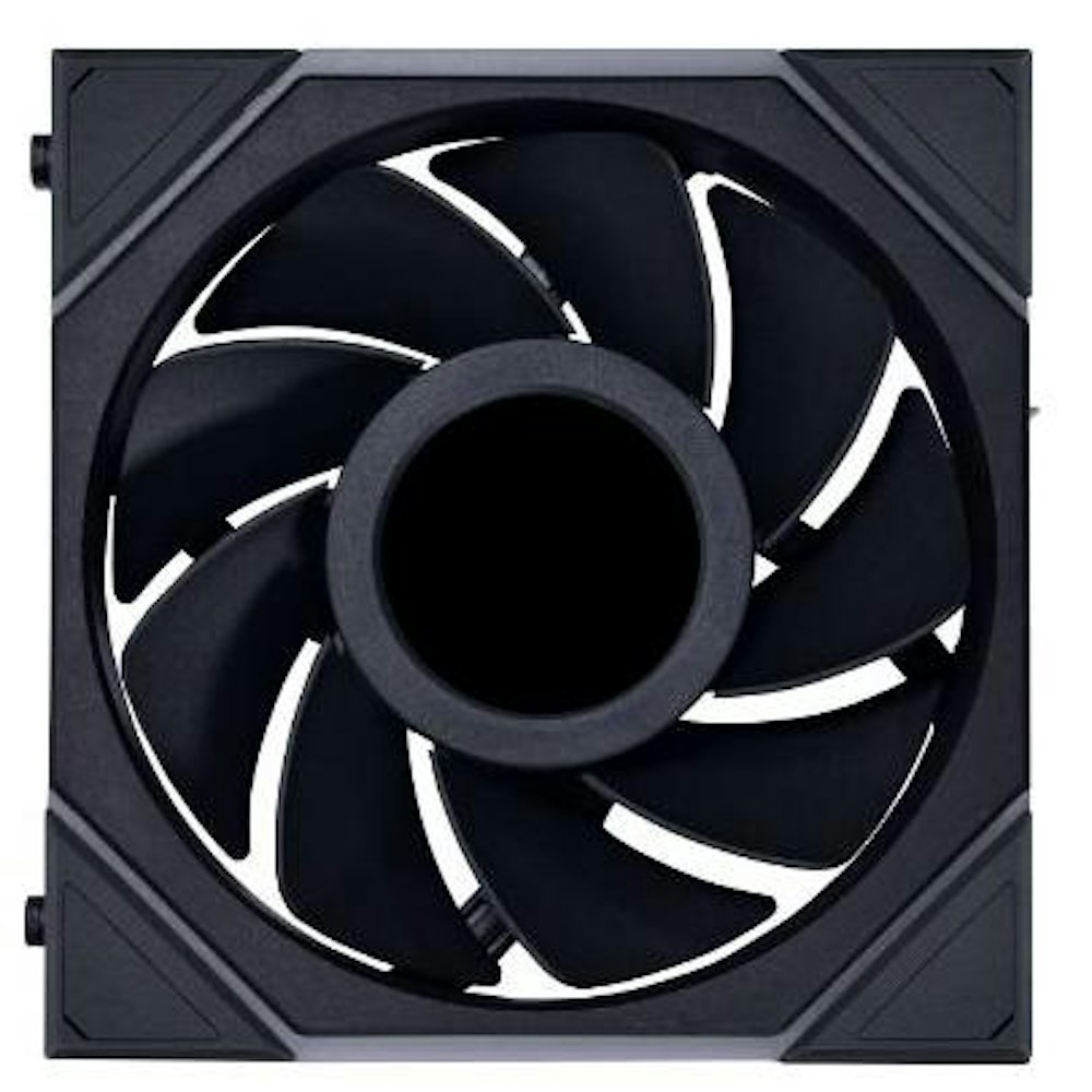 A large main feature product image of Lian Li UNI Fan TL LCD 120 Reverse Blade 120mm Fan Single Pack - Black