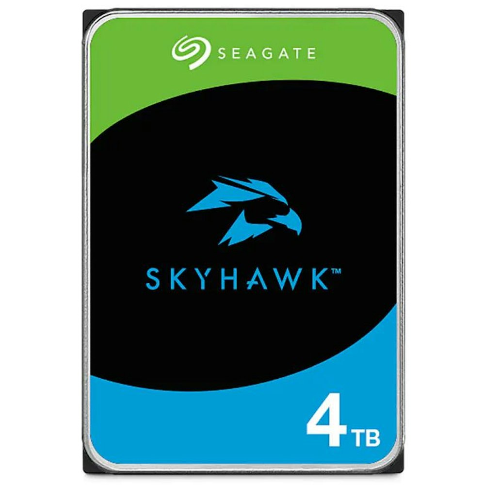 A large main feature product image of Seagate SkyHawk 3.5" Surveillance HDD - 4TB 256MB