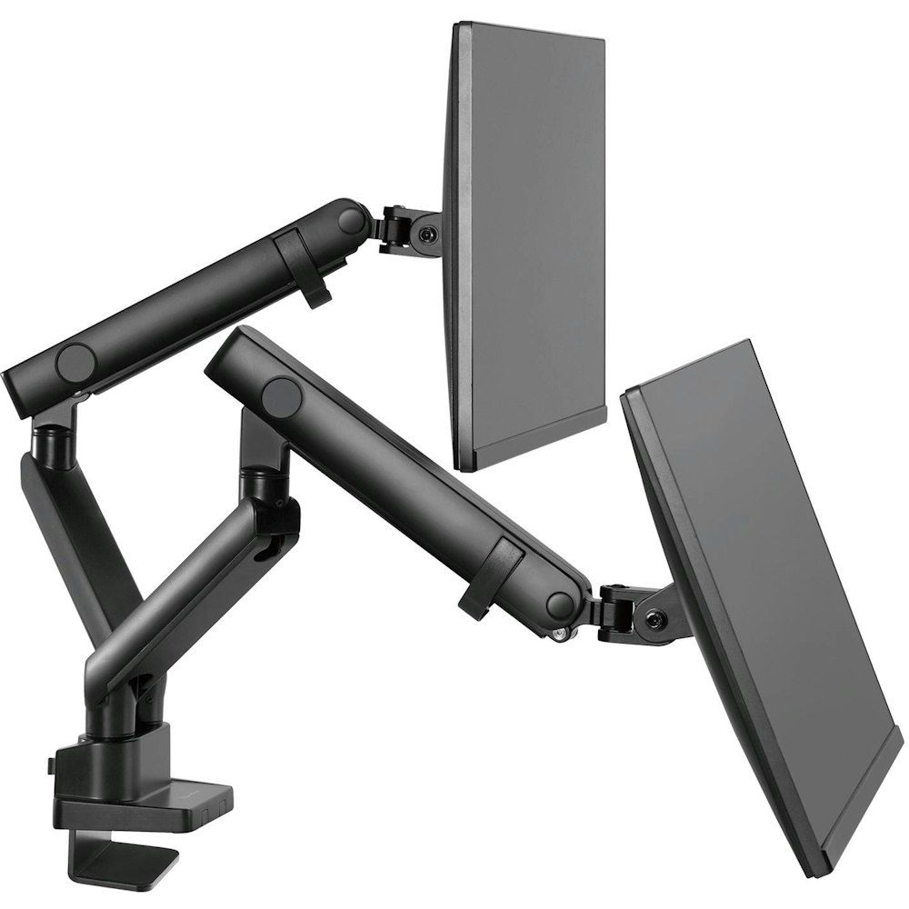 A large main feature product image of SilverStone ARM25 Dual Monitor Arm - Black