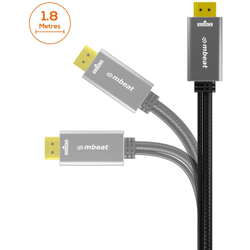 A large main feature product image of mbeat Tough Link HDMI to VGA Cable with USB Power & 3.5mm Audio - 1.8m 