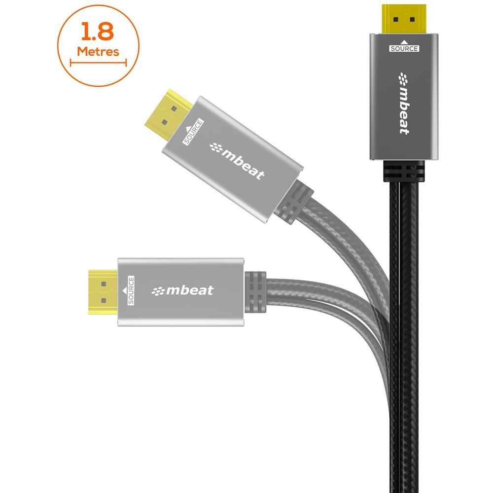 A large main feature product image of mbeat Tough Link HDMI to VGA Cable with USB Power & 3.5mm Audio - 1.8m