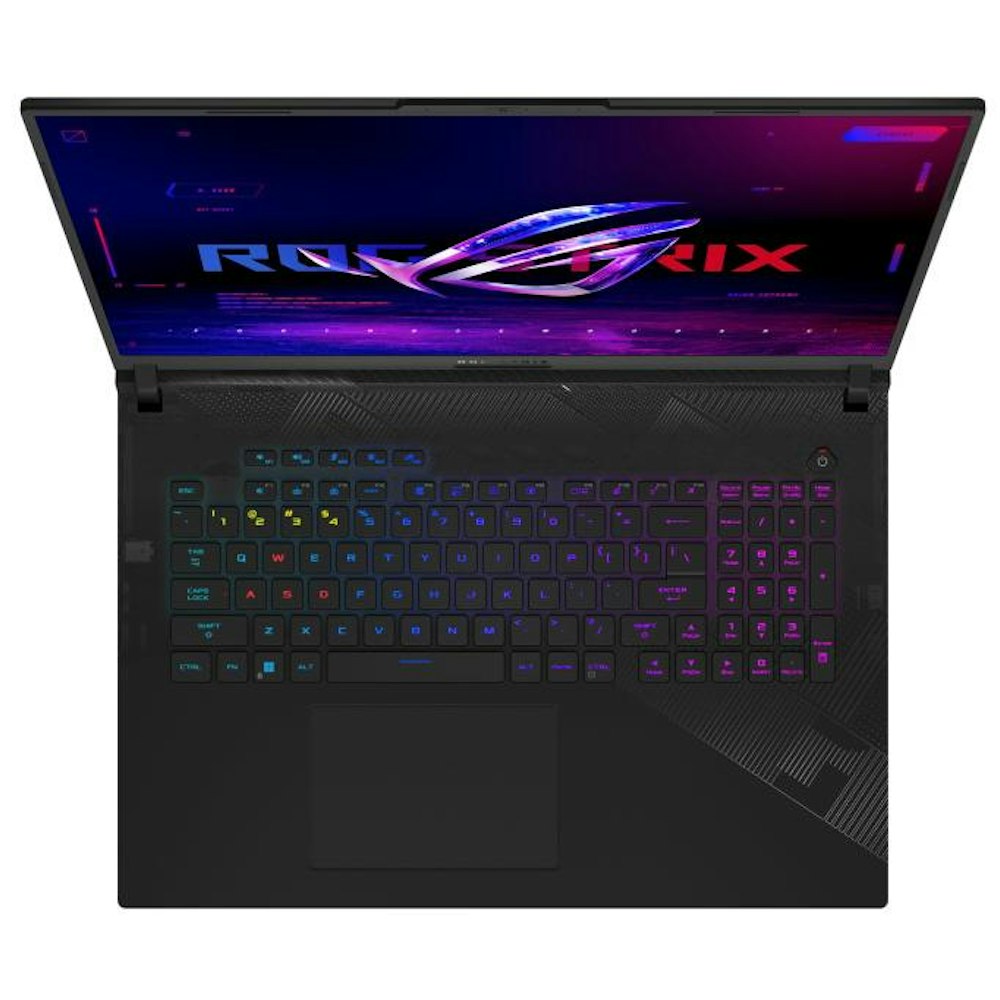 A large main feature product image of ASUS ROG Strix SCAR 18 (G834) - 18" 240Hz, 14th Gen i9, RTX 4090, 64GB/2TB - Win 11 Gaming Notebook