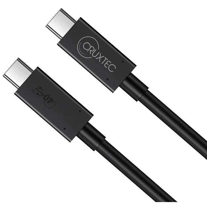 A large main feature product image of Cruxtec USB4 USB Type-C Full-Feature Coaxial Cable (240W, 40Gpbs, 8K@60Hz) - 1m