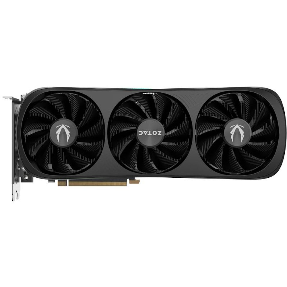 A large main feature product image of ZOTAC GAMING Geforce RTX 4070 Ti SUPER Trinity Black 16GB GDDR6X