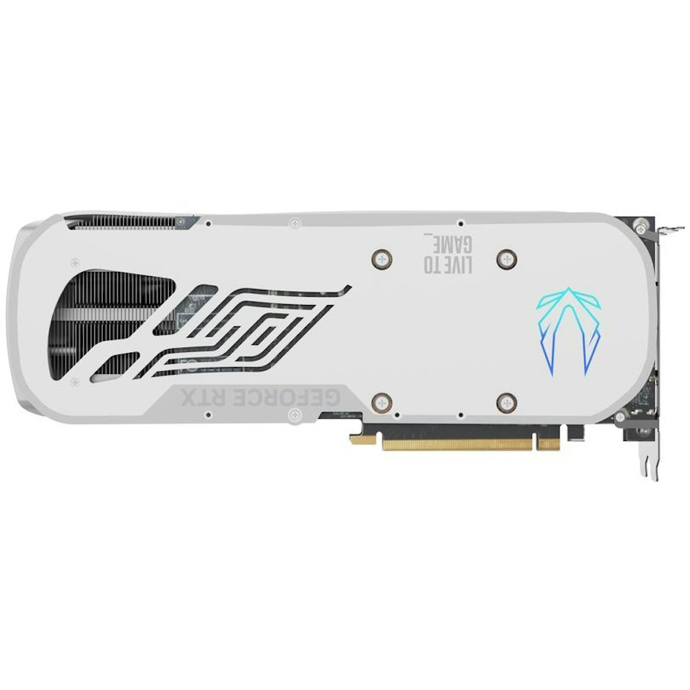 A large main feature product image of ZOTAC GAMING GeForce RTX 4080 SUPER Trinity OC White 16GB GDDR6X
