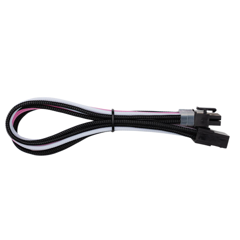 GamerChief Elite Series 8-Pin PCIe 30cm Sleeved Extension Cable (Hot Pink/White) - Black Connector