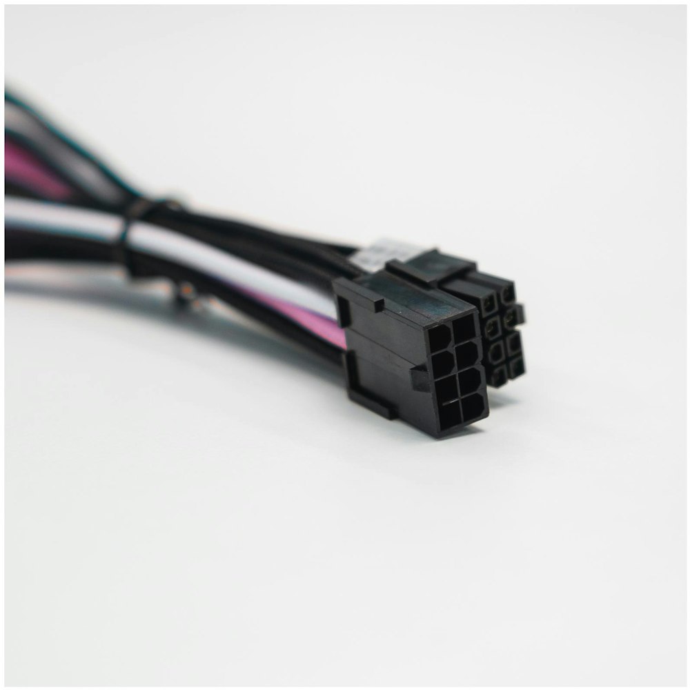 A large main feature product image of GamerChief Elite Series 8-Pin PCIe 30cm Sleeved Extension Cable (Pink/White/Black)