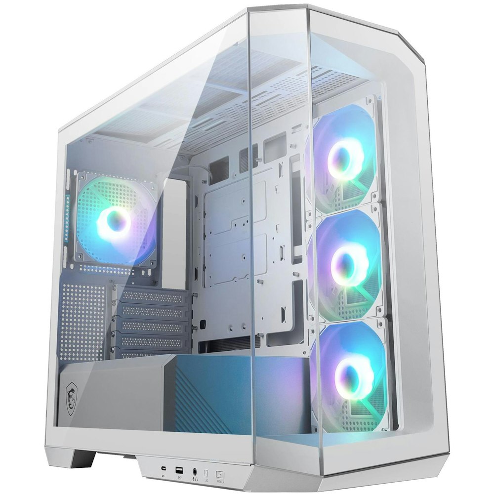 A large main feature product image of MSI MAG PANO M100R PZ mATX Tower Case - White
