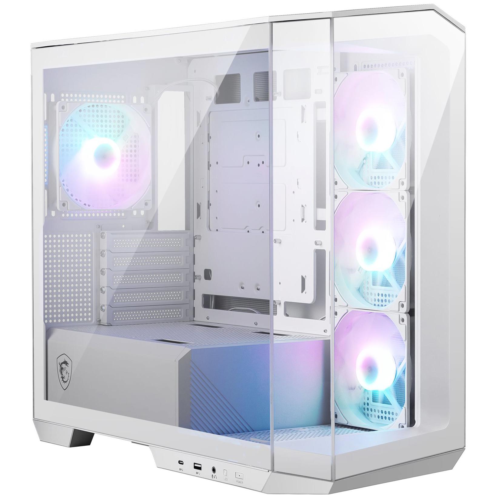 A large main feature product image of MSI MAG PANO M100R PZ mATX Tower Case - White