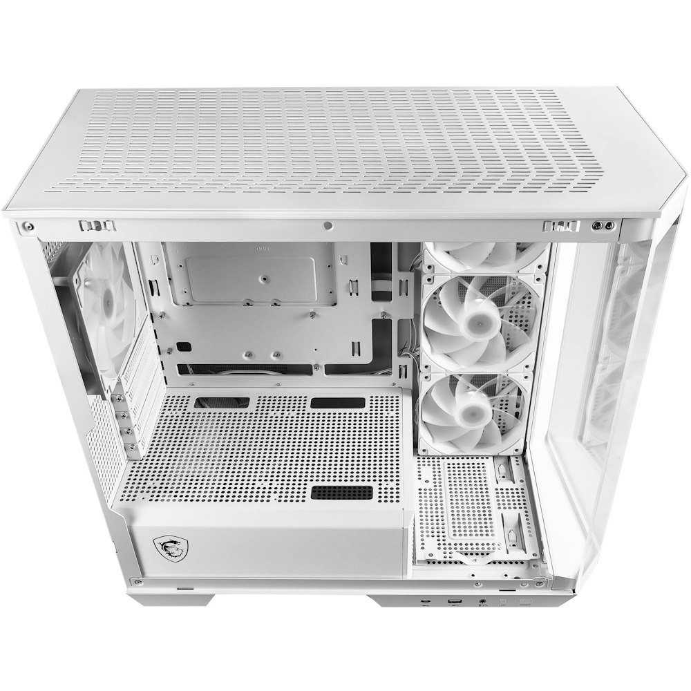 A large main feature product image of MSI MAG PANO M100R PZ mATX Tower Case - White