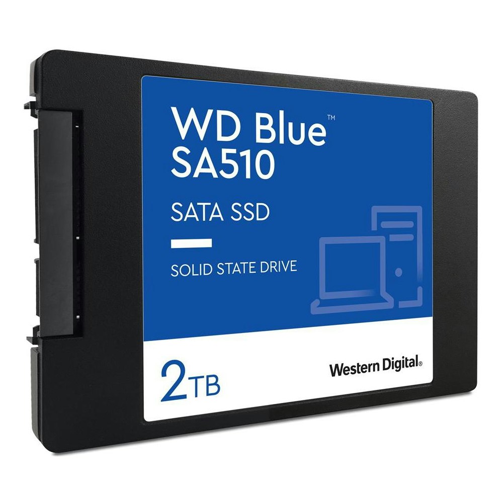 A large main feature product image of WD Blue SA510 SATA III 2.5" SSD - 2TB