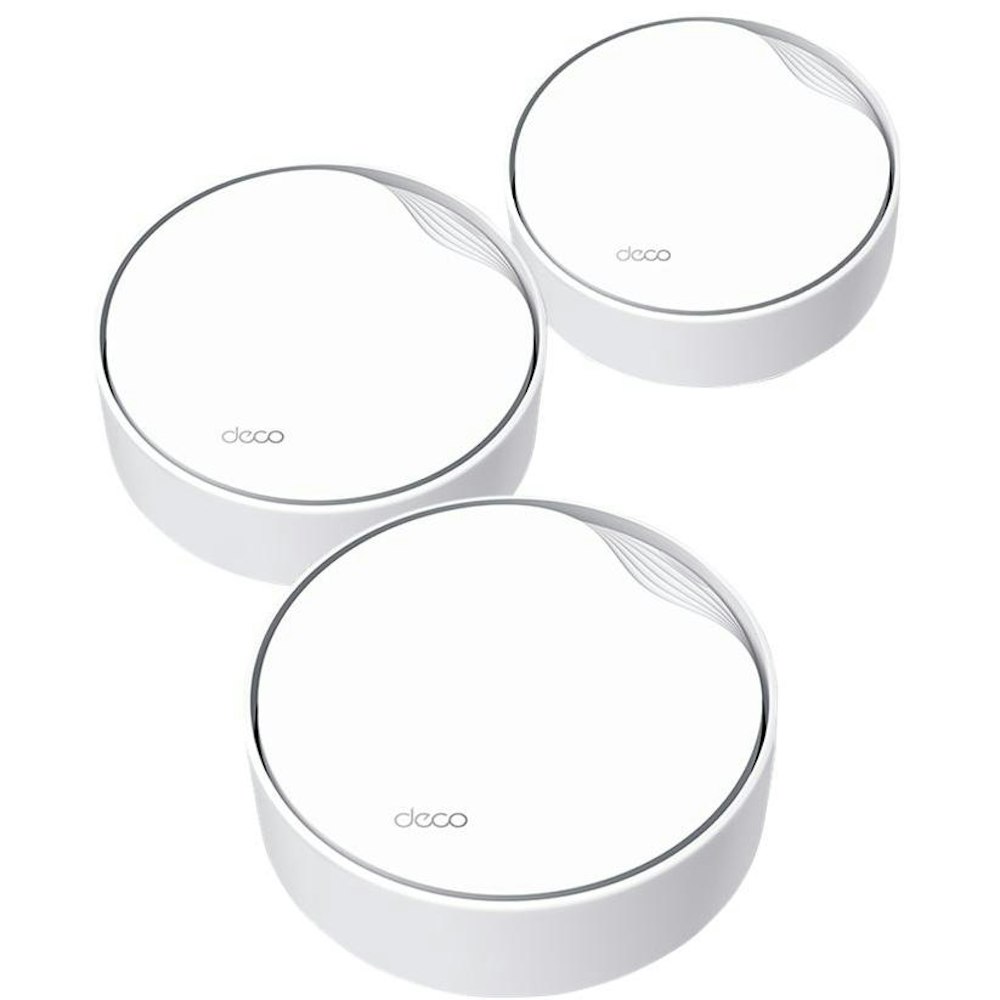 A large main feature product image of TP-Link Deco X50-PoE - AX3000 Wi-Fi 6 Mesh System (3 Pack)