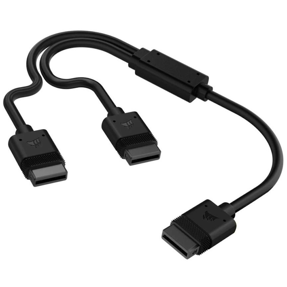 A large main feature product image of Corsair iCUE LINK 600mm Y-Cable
