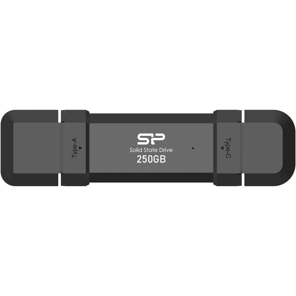 A large main feature product image of Silicon Power DS72 250GB USB Type C & A 3.2 Gen 2 SSD Flash Drive - Black