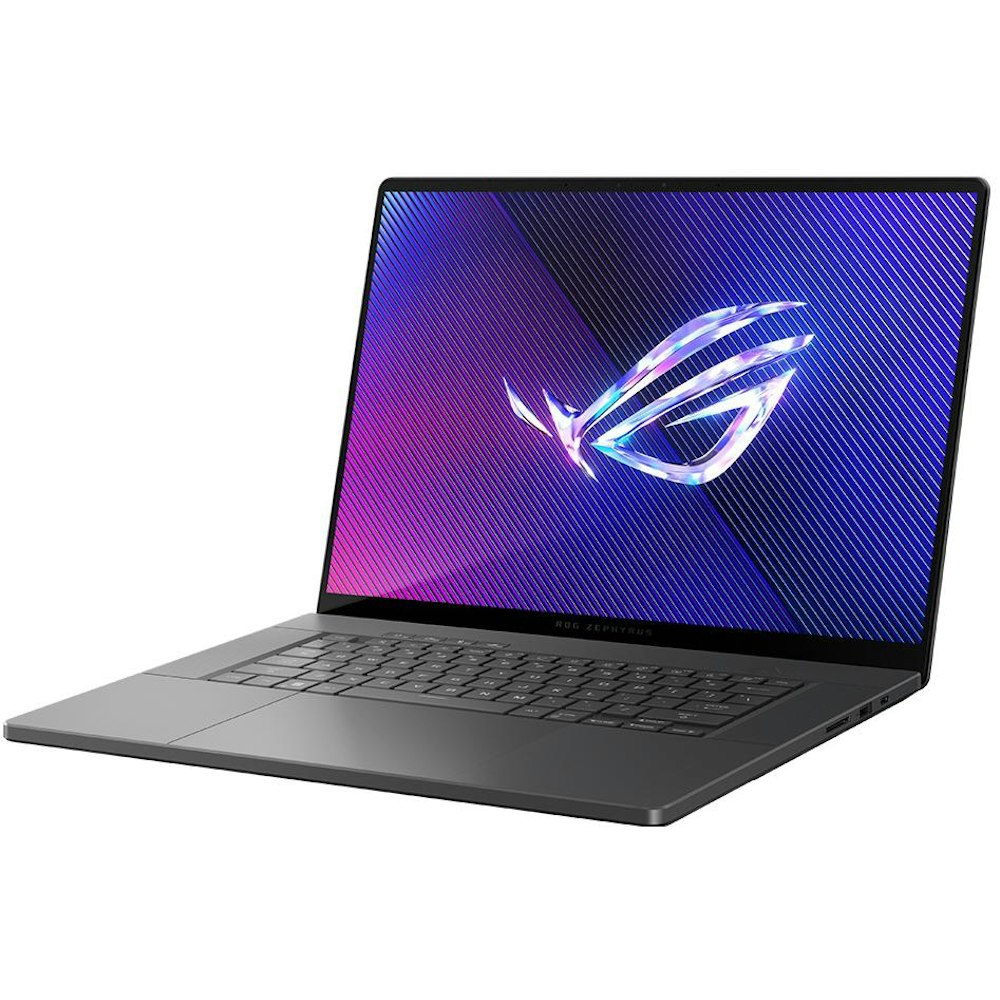 A large main feature product image of ASUS ROG Zephyrus G16 (GU605) - 16" 240Hz, Core Ultra 7, RTX 4060, 16GB/1TB - Win 11 Gaming Notebook