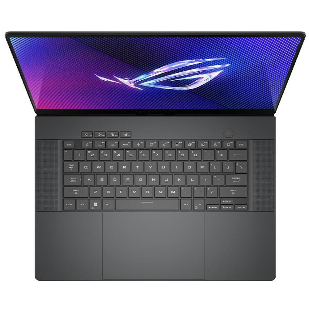 A large main feature product image of ASUS ROG Zephyrus G16 (GU605) - 16" 240Hz, Core Ultra 7, RTX 4060, 16GB/1TB - Win 11 Gaming Notebook