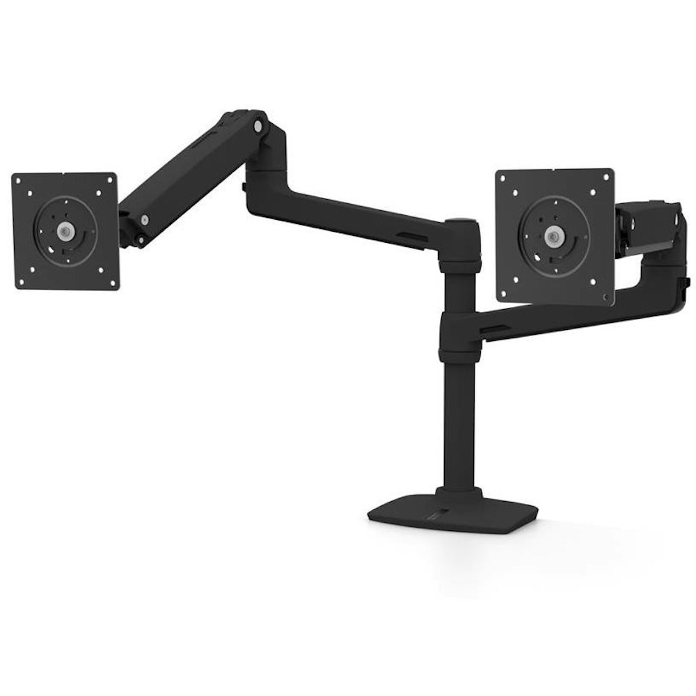 A large main feature product image of Ergotron LX Dual Stacking Monitor Arm - Matte Black