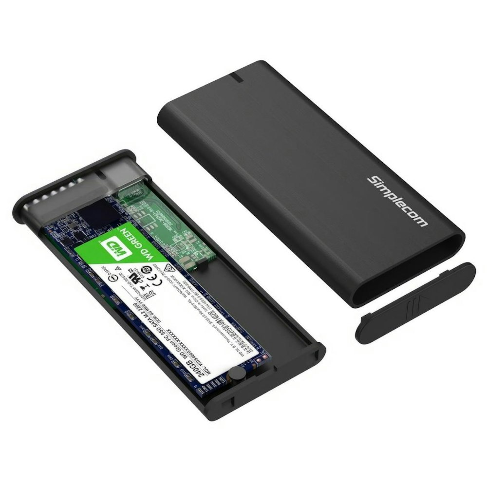 A large main feature product image of Simplecom SE502C SATA M.2 SSD to USB 3.2 Gen1 Type-C Enclosure - 5Gbps
