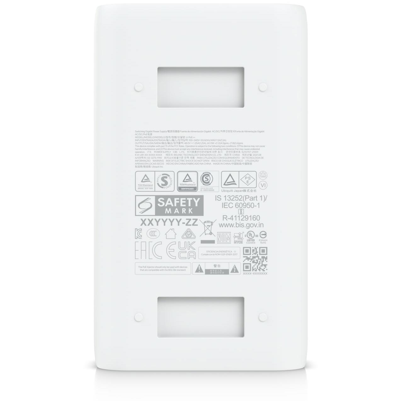 A large main feature product image of Ubiquiti PoE++ Adapter