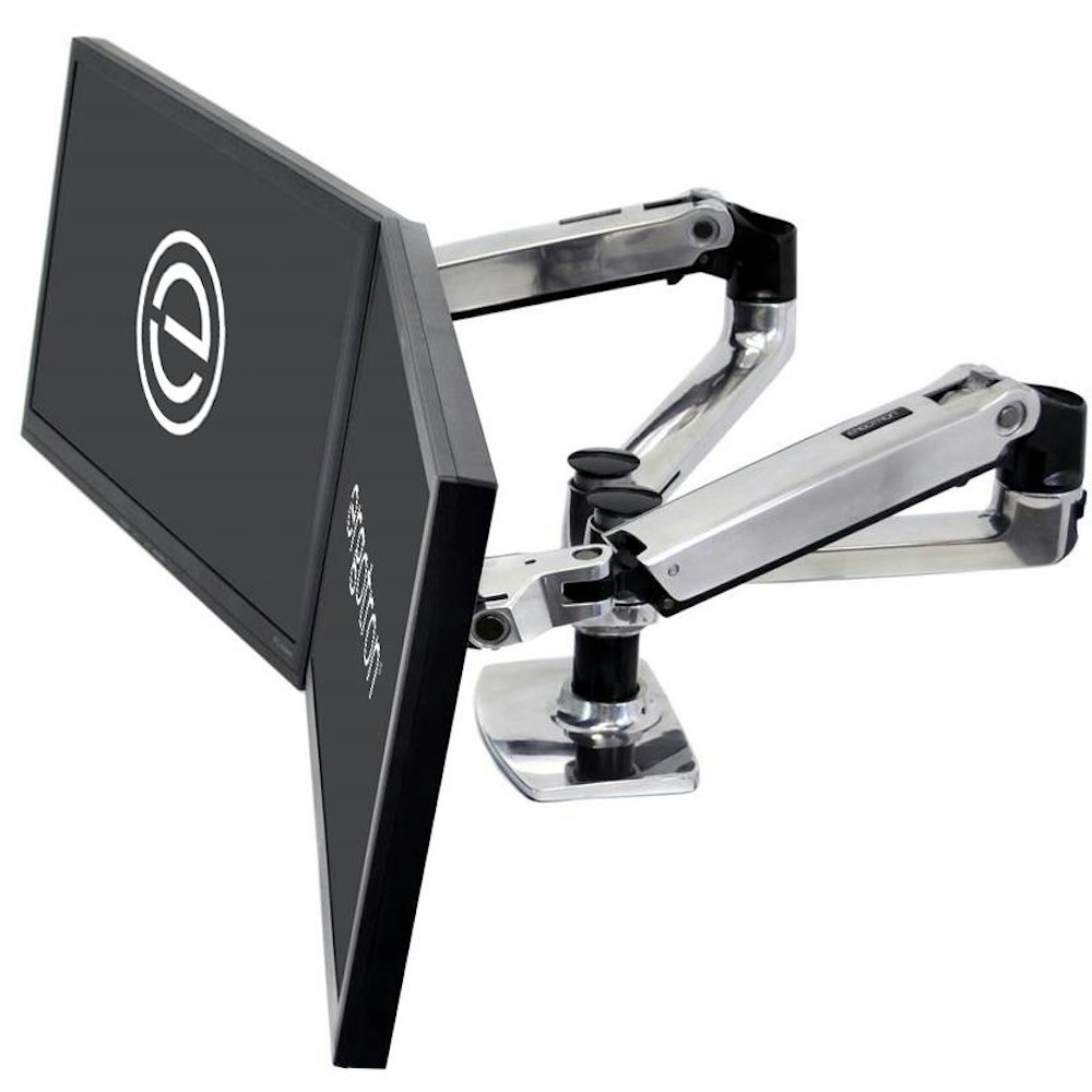 A large main feature product image of Ergotron LX Dual Side-by-Side Arm - Polished Aluminum