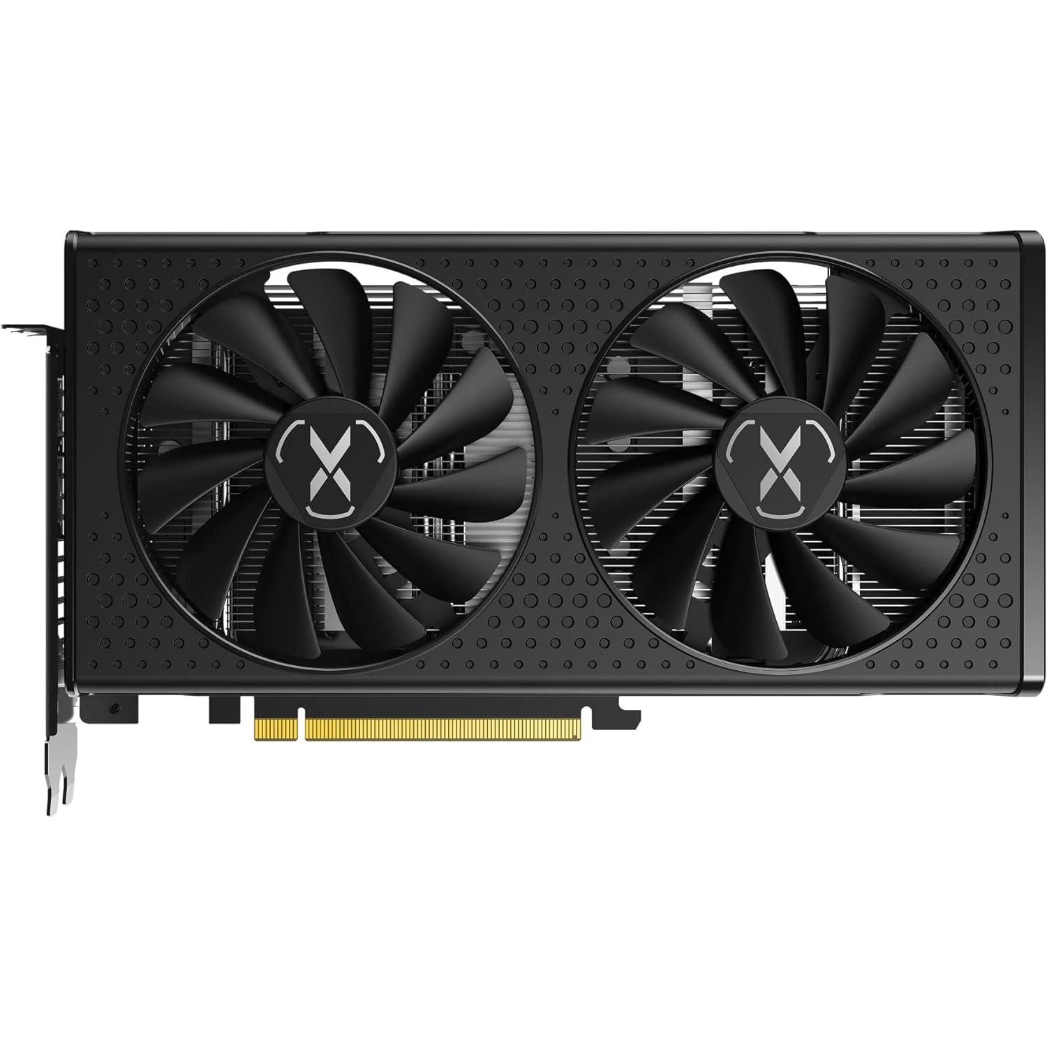 A large main feature product image of XFX Radeon RX 7600 Speedster SWFT 210 8GB GDDR6 