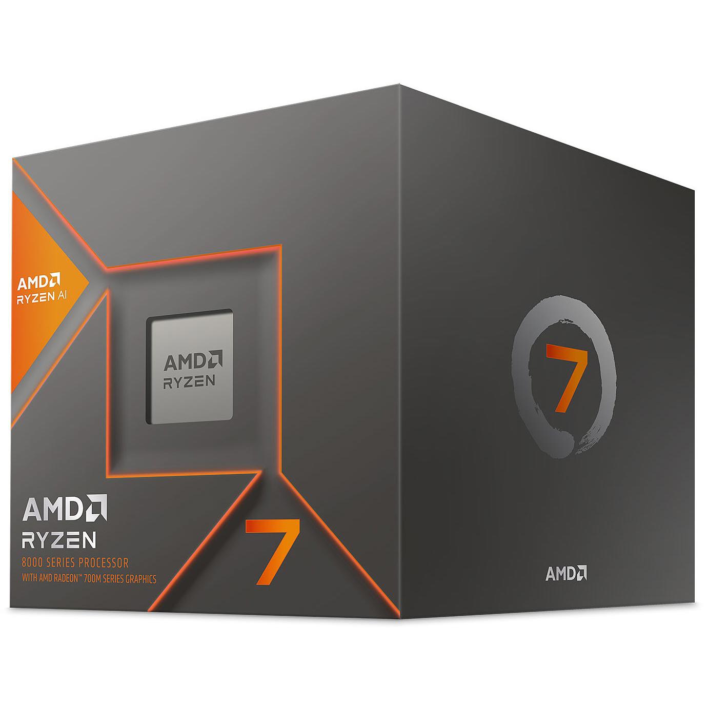 A large main feature product image of AMD Ryzen 7 8700G 8 Core 16 Thread Up To 5.1GHz AM5 - With Wraith Spire Cooler