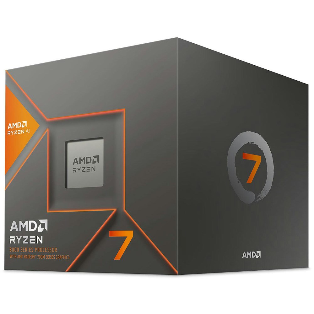 A large main feature product image of AMD Ryzen 7 8700G 8 Core 16 Thread Up To 5.1GHz AM5 - With Wraith Spire Cooler