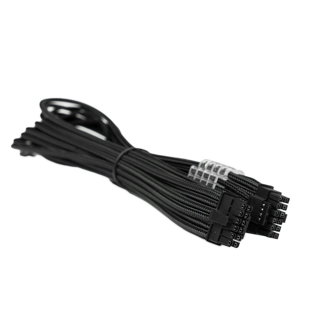 A large main feature product image of GamerChief 12VHPWR 45cm Male to Male Sleeved PCI-e 5.0 Replacement Cable (Black)