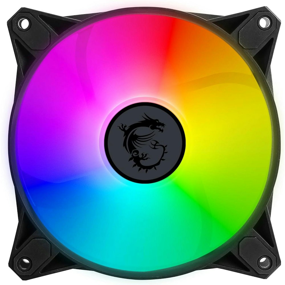 A large main feature product image of MSI MPG F120 ARGB-2B 120mm PWM Case Fan - 2 Pack