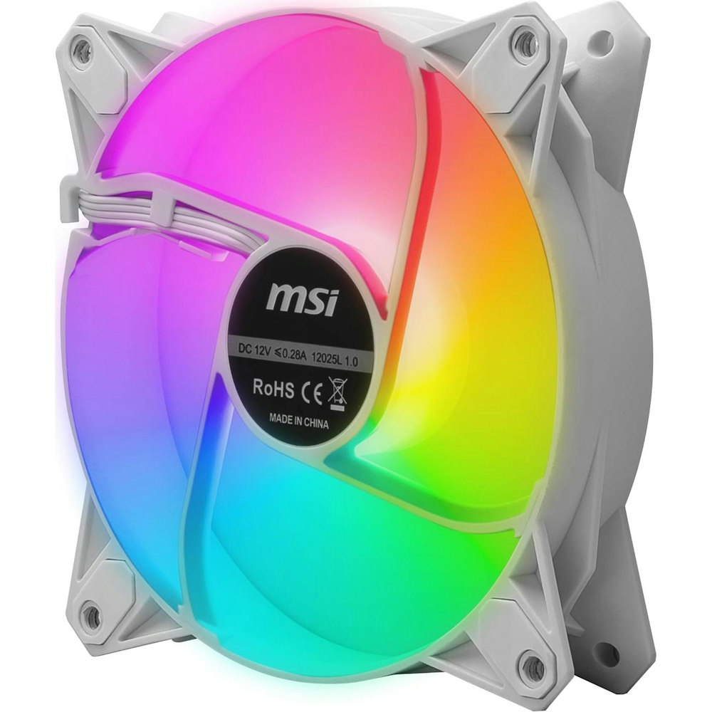A large main feature product image of MSI MPG F120 ARGB-2W 120mm PWM Case Fan - 2 Pack