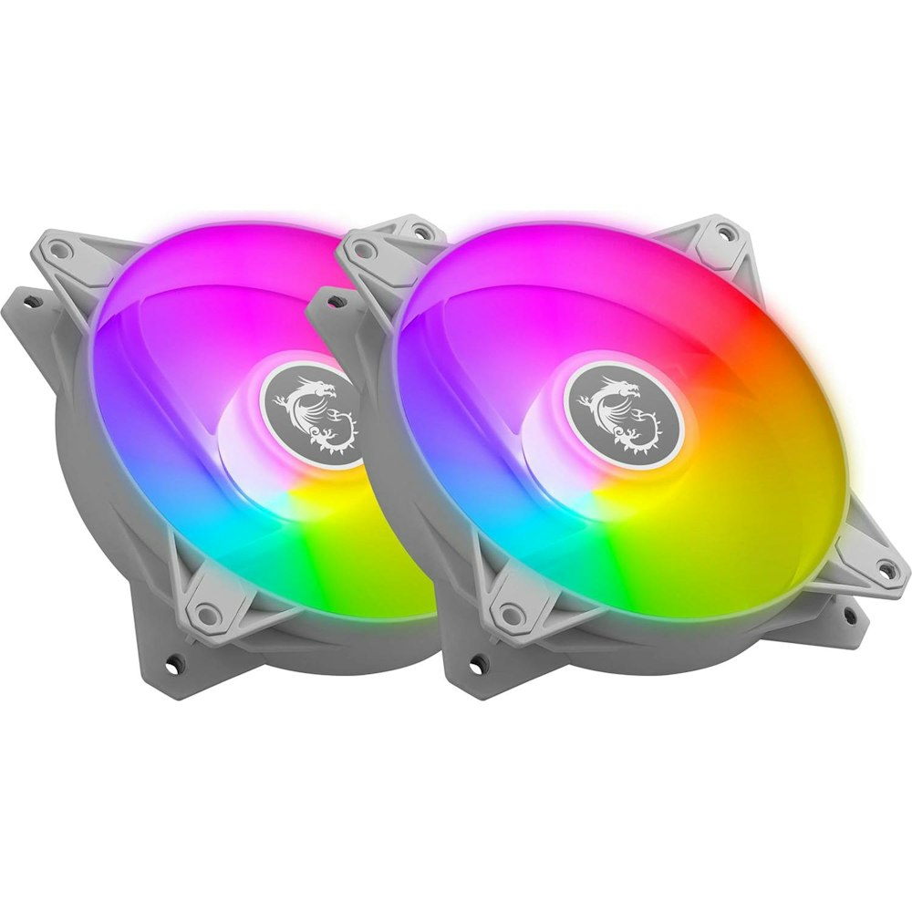 A large main feature product image of MSI MPG F120 ARGB-2W 120mm PWM Case Fan - 2 Pack