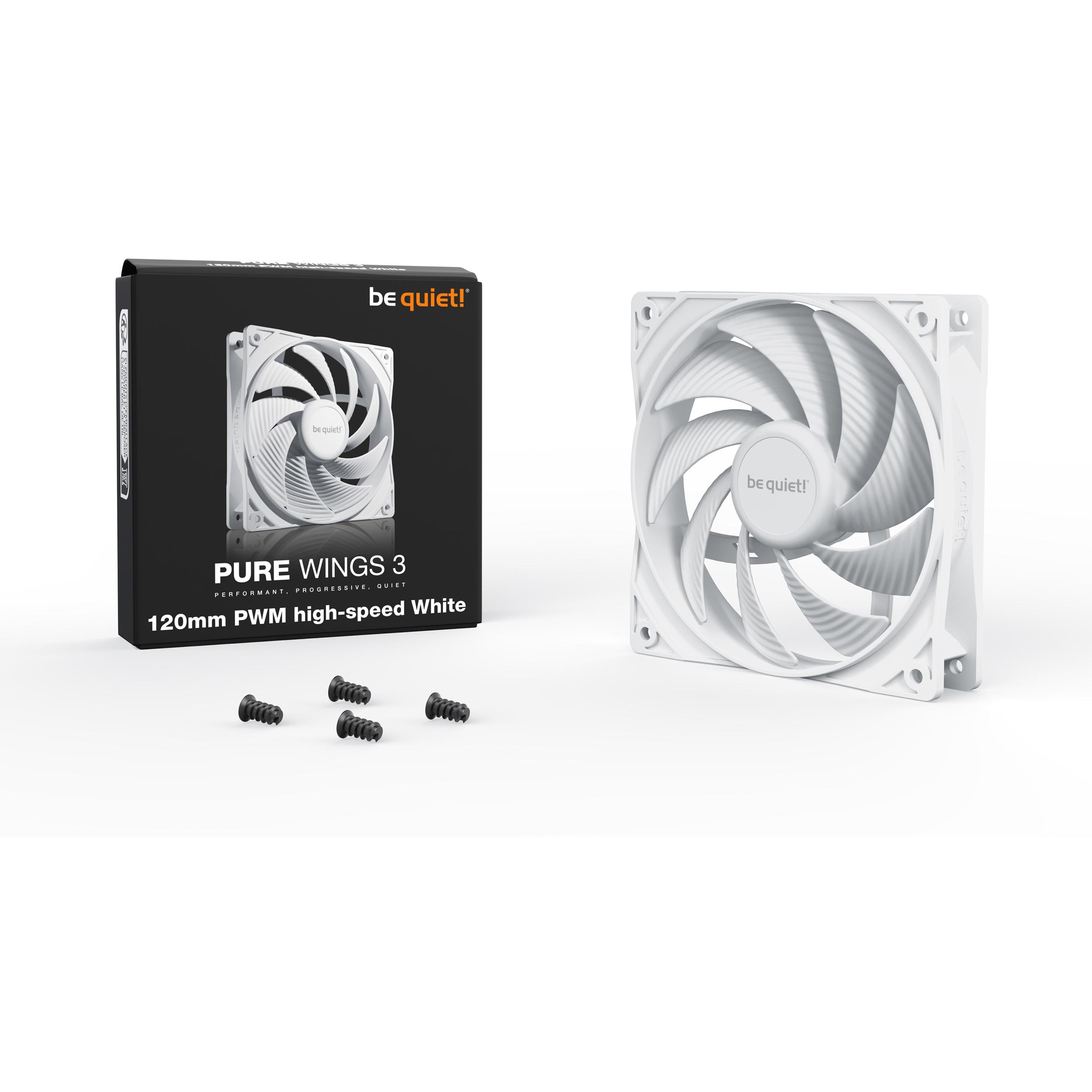 A large main feature product image of be quiet! PURE WINGS 3 120mm PWM High-Speed Fan (White)