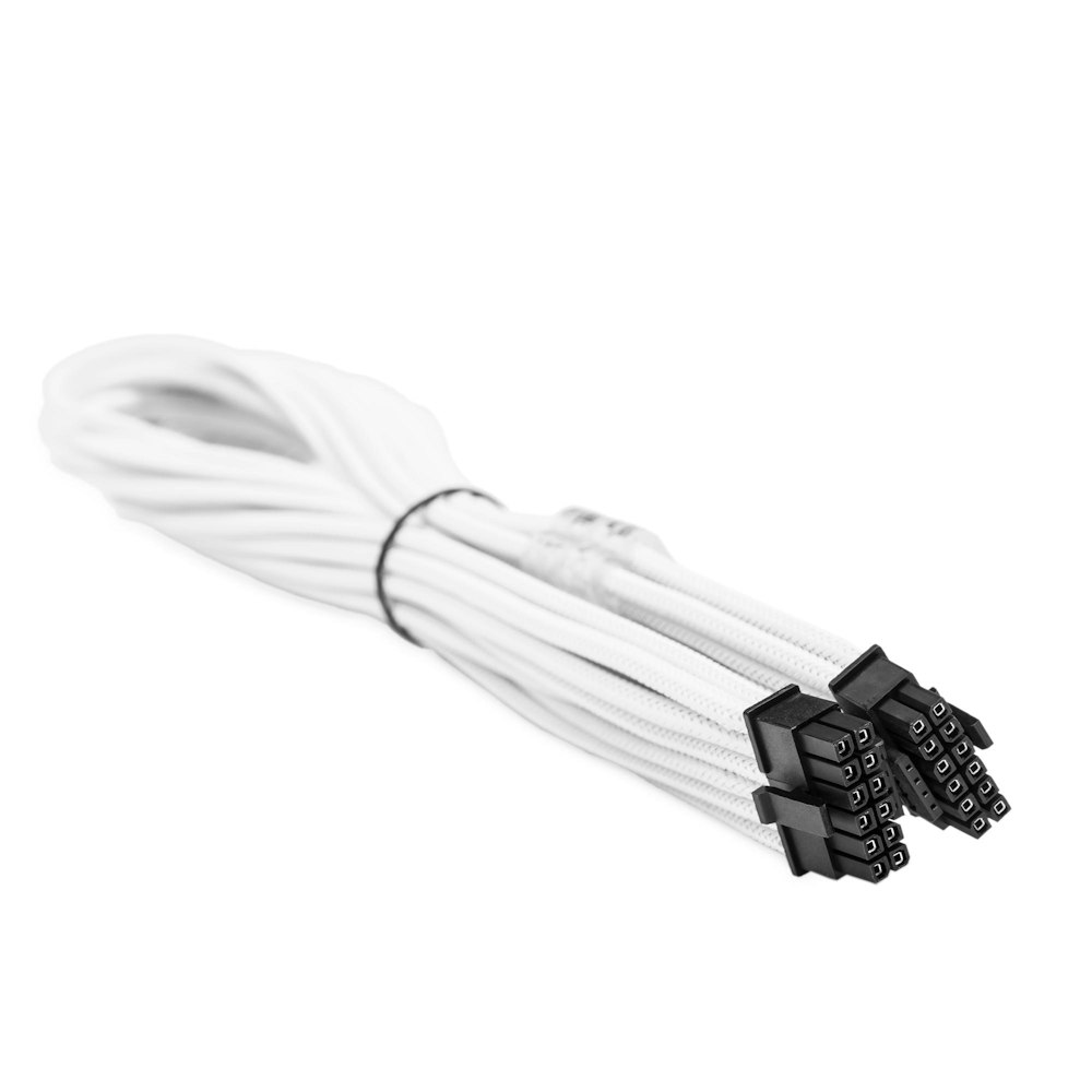 A large main feature product image of GamerChief 12VHPWR 45cm Male to Male Sleeved PCI-e 5.0 Replacement Cable (White)