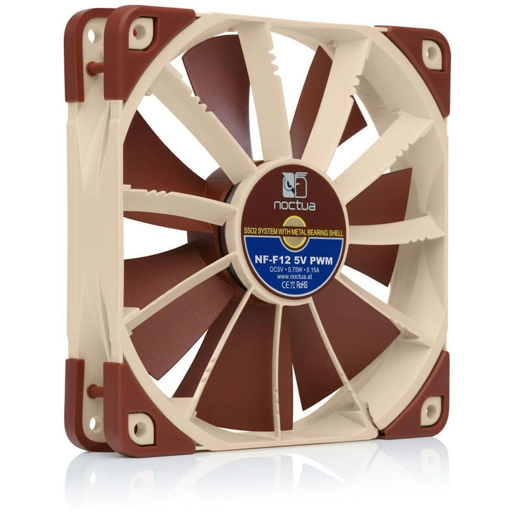 A large main feature product image of Noctua NF-F12 5V PWM - 120mm x 25mm 1500RPM Cooling Fan
