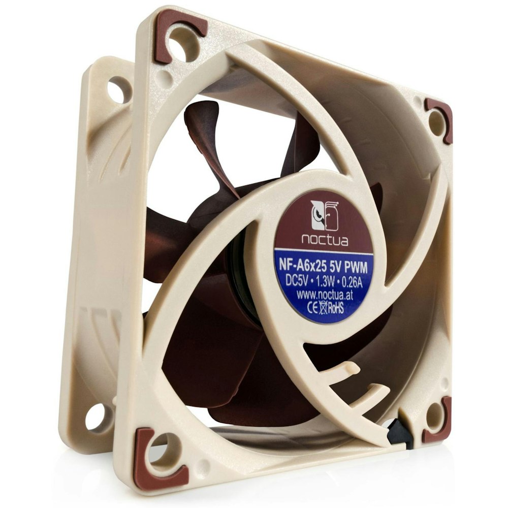 A large main feature product image of Noctua NF-A6X25 5V PWM - 60mm x 25mm 3000RPM Cooling Fan