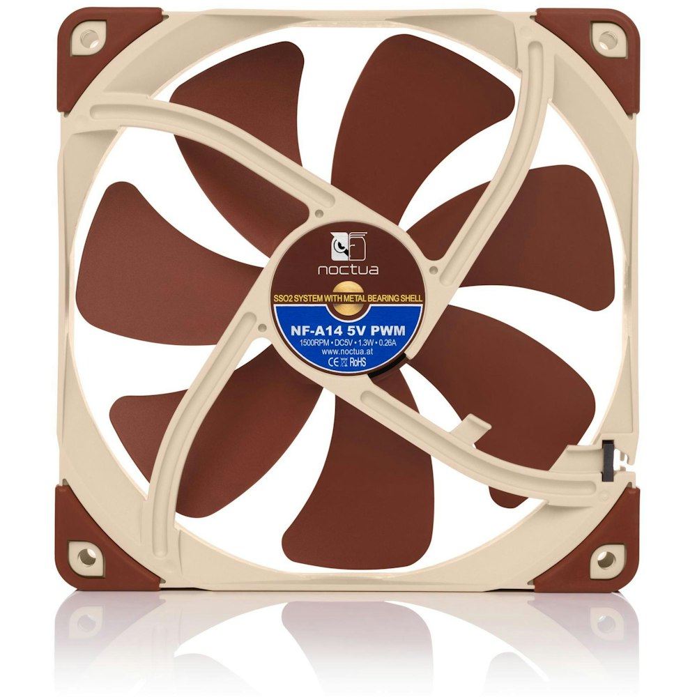 A large main feature product image of Noctua NF-A14 5V PWM - 140mm x 25mm 1500RPM Cooling Fan
