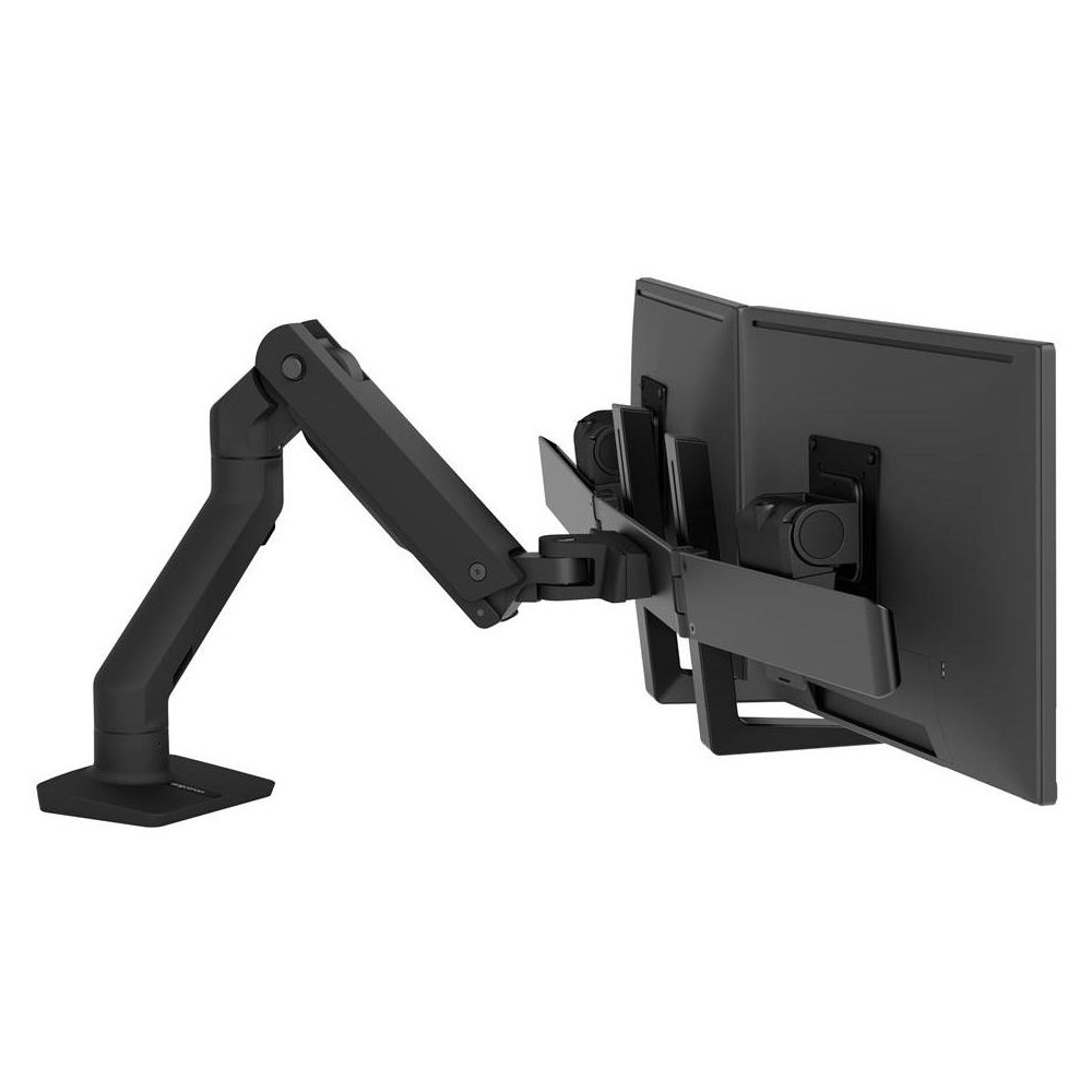 A large main feature product image of Ergotron HX Desk Dual Monitor Arm - Matte Black