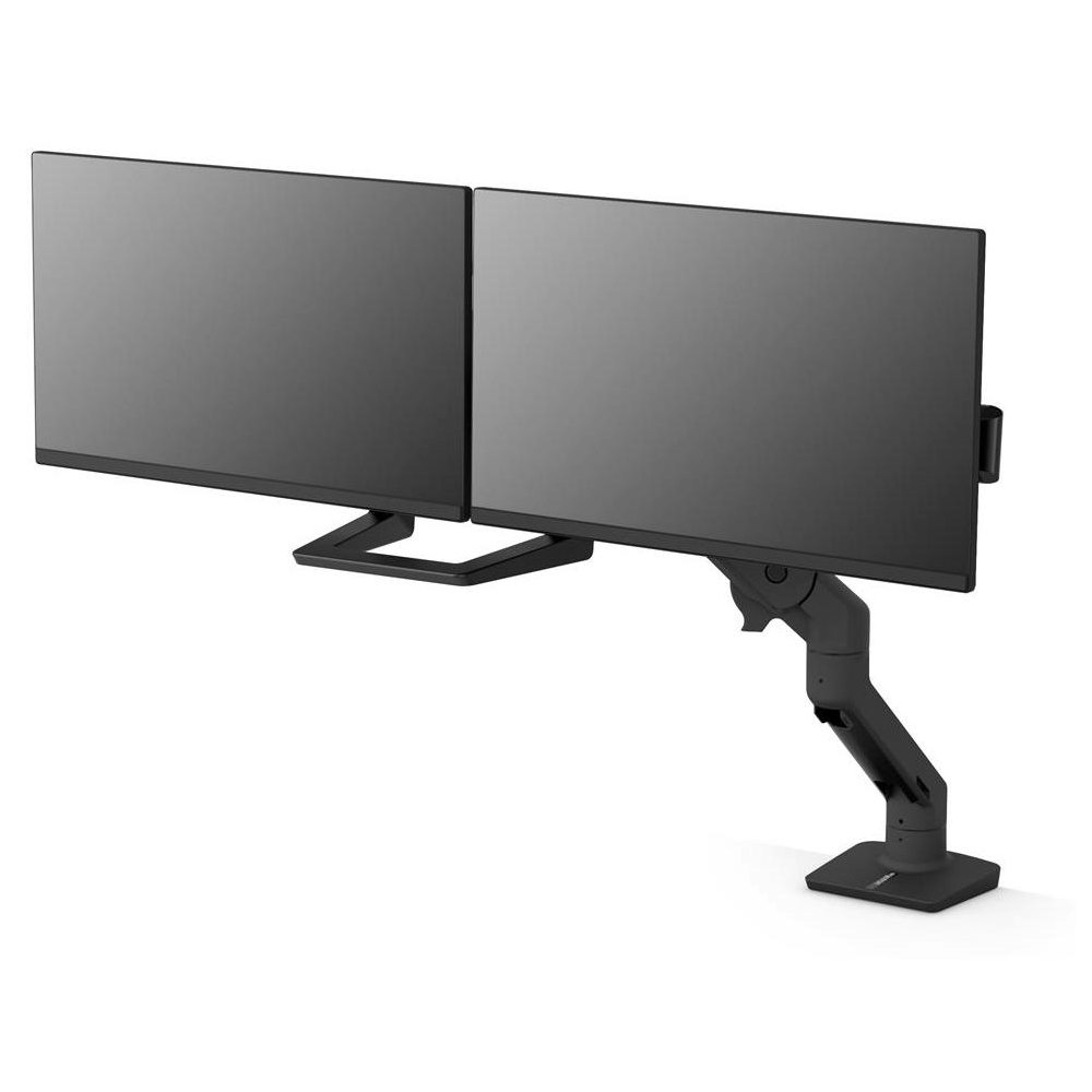 A large main feature product image of Ergotron HX Desk Dual Monitor Arm - Matte Black