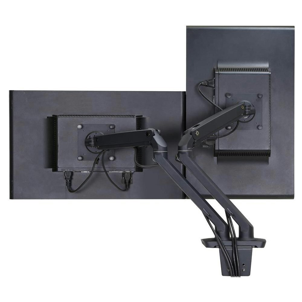 A large main feature product image of Ergotron MXV Desk Dual Monitor Arm - Matte Black