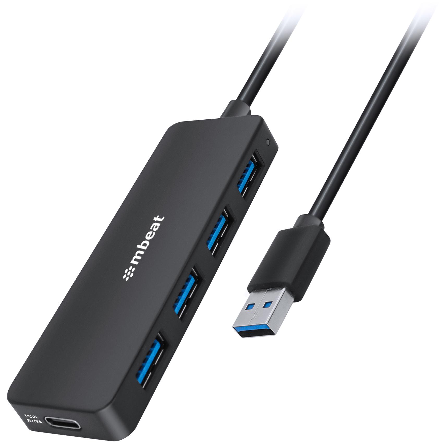 A large main feature product image of mbeat 4-Port USB-A 3.0 Hub with DC Port